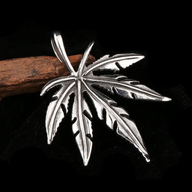 Statement Ahorn Cannabis Halskette-Anhänger als Hanf Amulett