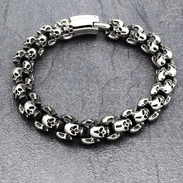 Totenkopf Armkette-Biker Armband-Herren Schmuck-Edelstahl