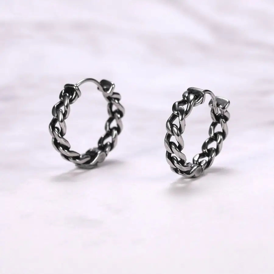 Unisex Punk Ketten Ohrringe,Edelstahl Creolen klein, Ketten Creolen, Unisex Punk Ketten Ohrringe,Silberne kleine Creolen,Ohrringe Creolen klein Silber, Creolen Edelstahl klein, Schmuck Damen Ohrringe, Ausgefallene Ohrringe Männer, Creolen Edelstahl Silber