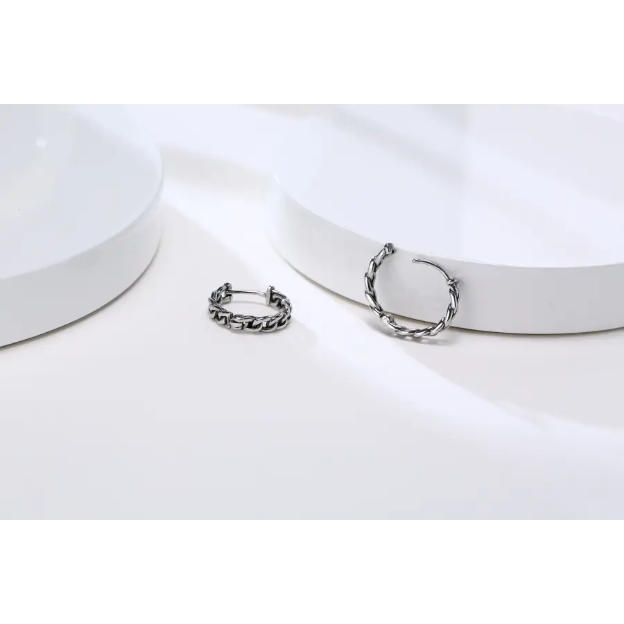 Unisex Punk Ketten Ohrringe,Edelstahl Creolen klein, Ketten Creolen, Unisex Punk Ketten Ohrringe,Silberne kleine Creolen,Ohrringe Creolen klein Silber, Creolen Edelstahl klein, Schmuck Damen Ohrringe, Ausgefallene Ohrringe Männer, Creolen Edelstahl Silber