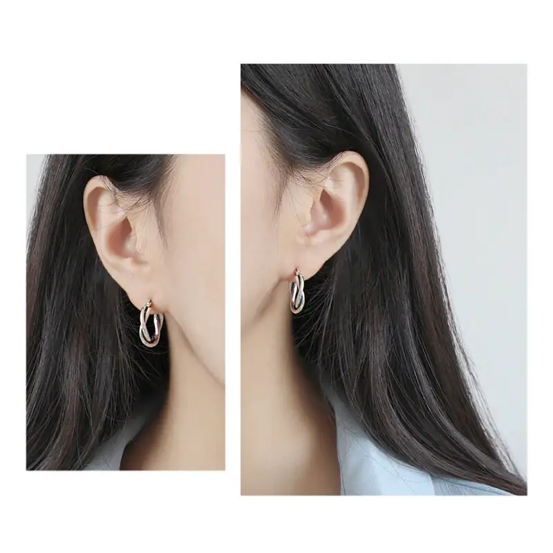 Verdrehte Draht Kreis Kreolen-Ohrringe als Unisex