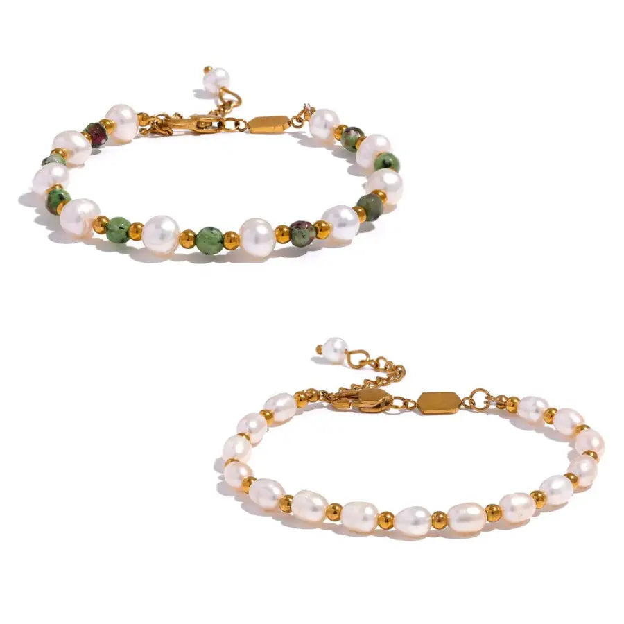 vergoldetes Armband mit Süßwasserperlen - Armband