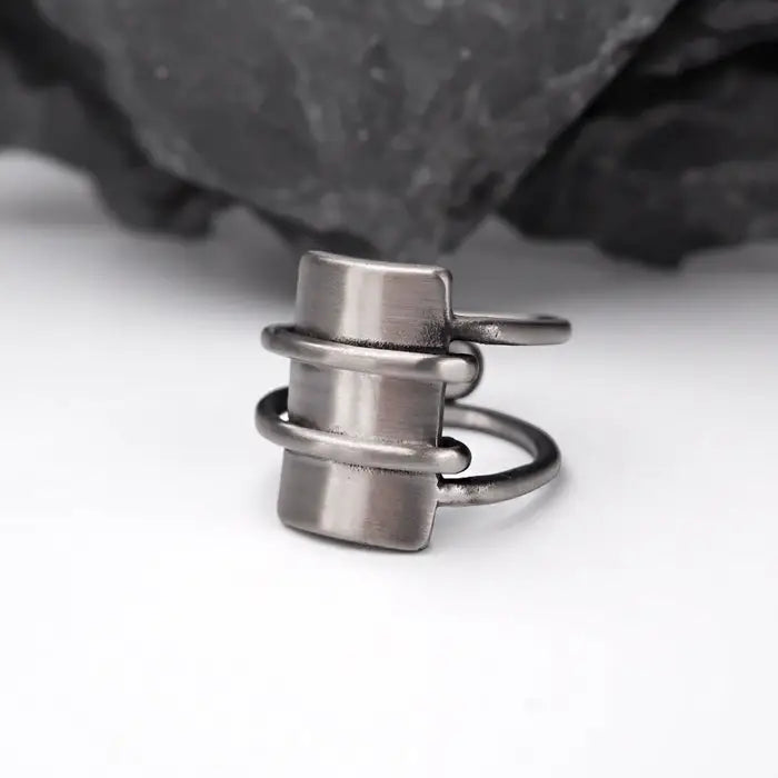 Viking Geometrie Draht Ring-Fingerschmuck als gehämmerter Retro Stil in Klassischem Edelstahl-shelago eu schmuck