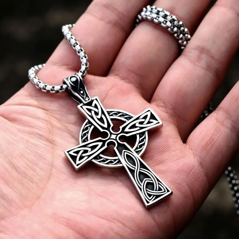Viking Kreuz Kette-Keltischer Kreuz Anhänger-Halskette
