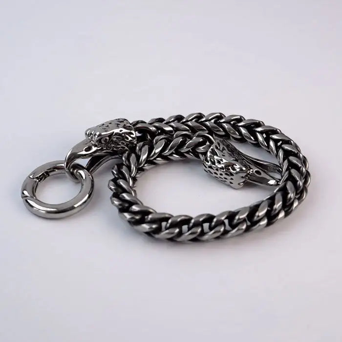 Viking Odin Raben Kopf Armband-Armkette in Massiv