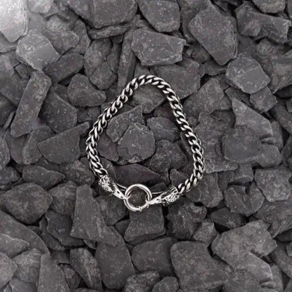 Viking Odin Raben Kopf Armband-Armkette in Massiv