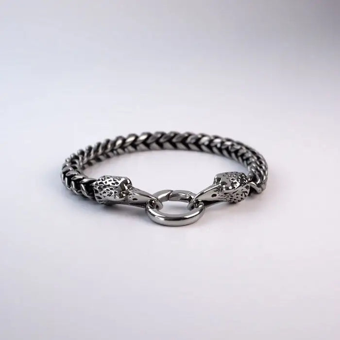 Viking Odin Raben Kopf Armband-Armkette in Massiv