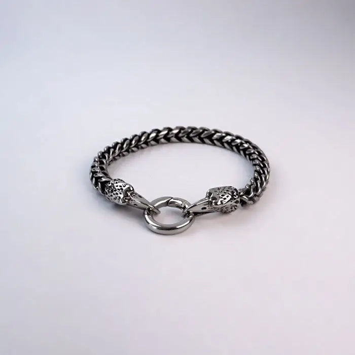 Viking Odin Raben Kopf Armband-Armkette in Massiv