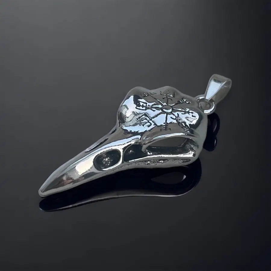 Viking Raben Kopf Halskette - Ketten Anhänger mit Runen