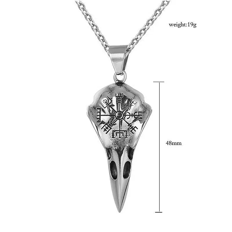 Viking Raben Kopf Halskette - Ketten Anhänger mit Runen