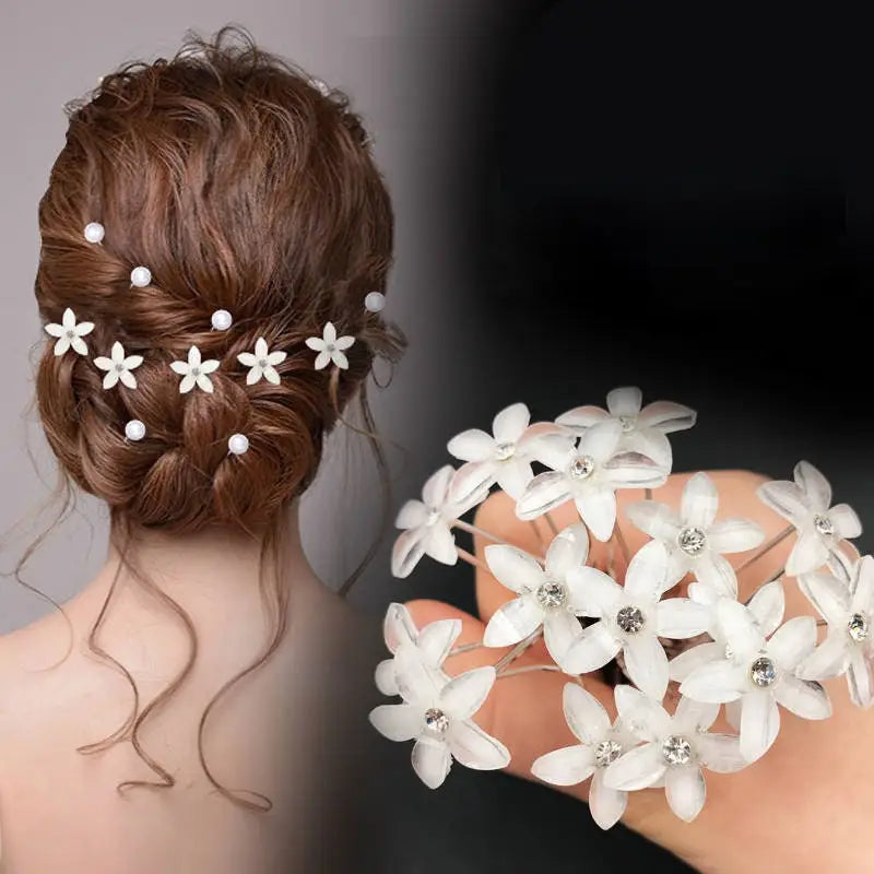 weiße Blumen Haarnadeln-Haarschmuck Braut-Haarnadel für