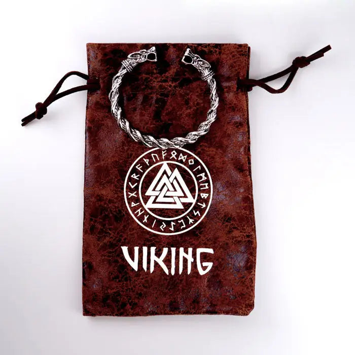 Wikinger Schmuck Drachenkopf Armreif - verdrehtes