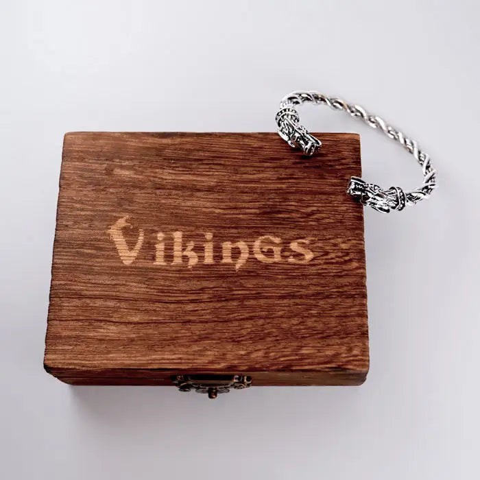 Wikinger Schmuck Drachenkopf Armreif - verdrehtes