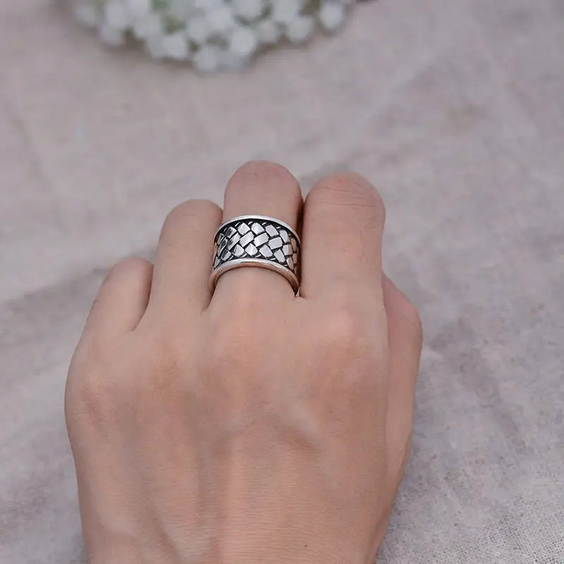 Wikinger Geometrie Ring als Verstellbarer Breiter Ring in