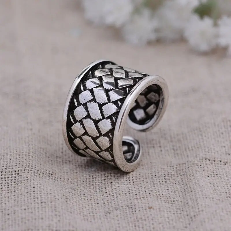 Wikinger Geometrie Ring als Verstellbarer Breiter Ring in