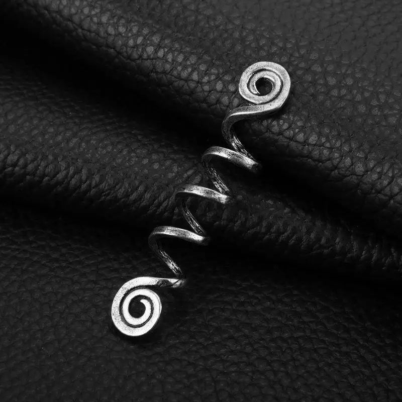 Wikinger Haarschmuck-Haarspiralen Set-Silber Schmuck-Dreadlocks Accessories Gold - Shelago