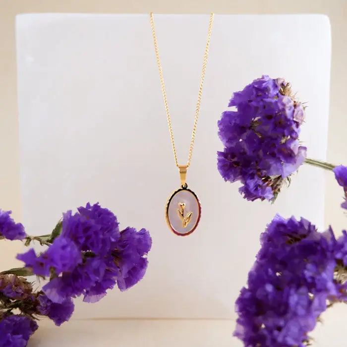 zierliche Halskette mit Tulpen Anhänger-Anthea-Halskette