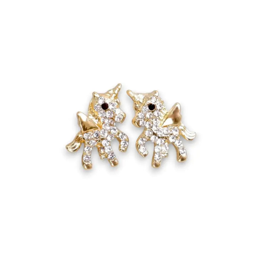 Zirkon Einhorn Ohrstecker-kleine Einhorn Ohrringe-Mädchen Schmuck Geschenk-Ohrringe für Mädchen-Kinderohrringe Gold-Zirkon Ohrringe Einhorn-SHELAGO SCHMUCK