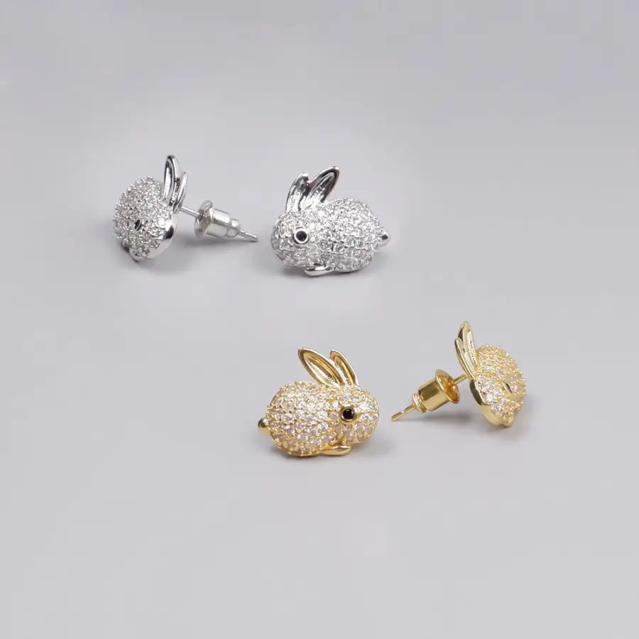 Zirkon Hasen Ohrstecker-Kaninchen Ohrstecker-Häschen Ohrstecker klein-Mädchen Schmuck Geschenk-Ohrringe für Mädchen-Geschenkidee Schmuck-Shelago Schmuck