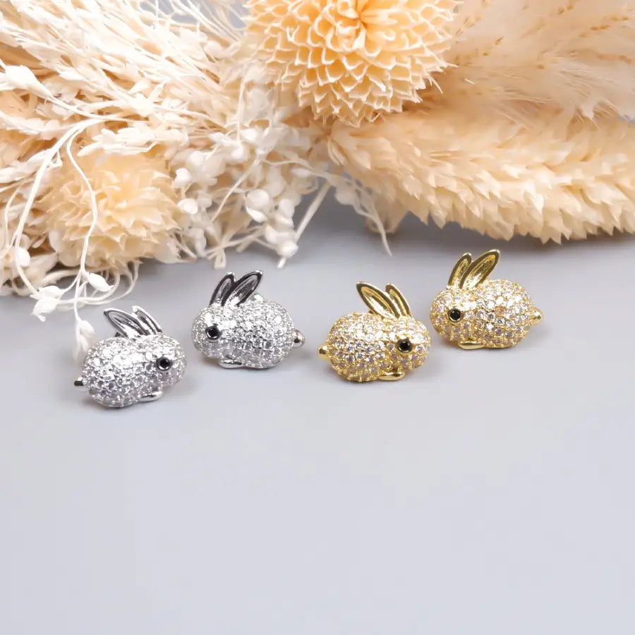 Zirkon Hasen Ohrstecker-Kaninchen Ohrstecker-Häschen Ohrstecker klein-Mädchen Schmuck Geschenk-Ohrringe für Mädchen-Geschenkidee Schmuck-Shelago Schmuck