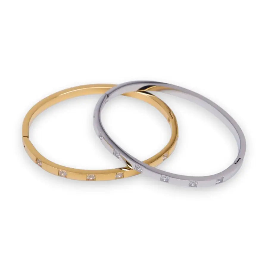 Zirkonia Klapparmreif-Edelstahl Armreif Damen-vergoldeter Schmuck Wasserfest-Armreif mit Steinen-Silber Armband Damen-Shelago Schmuck-