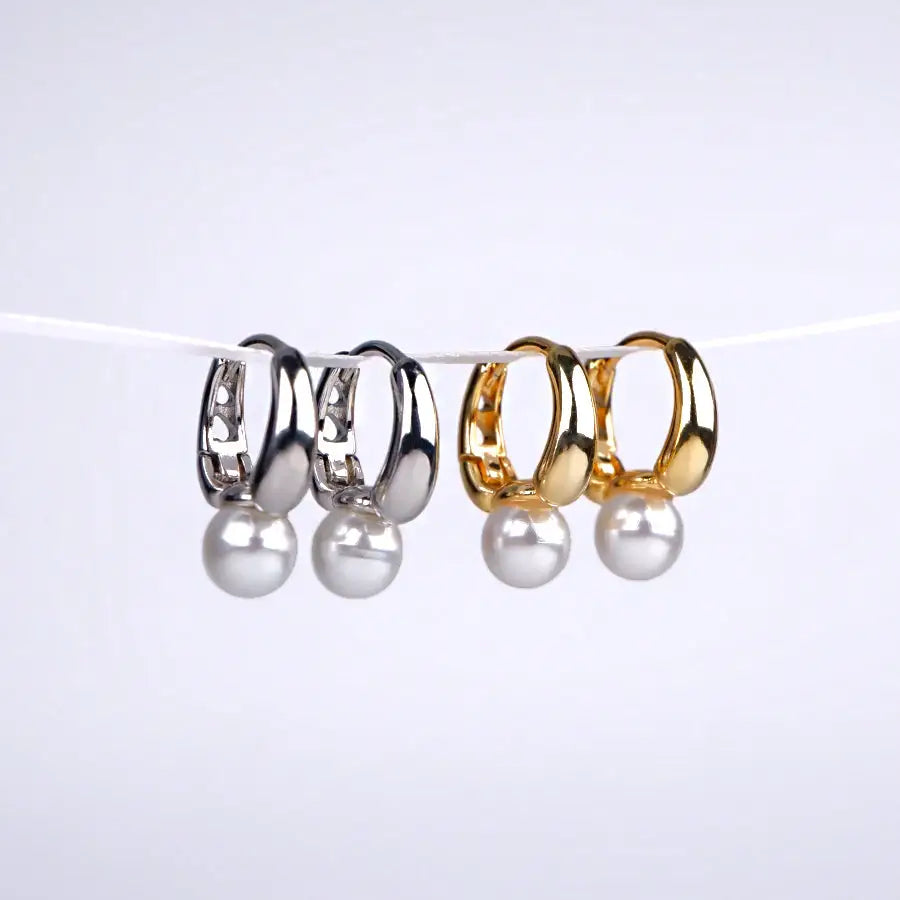 Creolen mit Perlen-Edelstahl Ohrringe Damen-Perlen Creolen-Creolen Gold mit Perle-Perlenohrringe Creolen-Süßwasserperle Ohrring-Ohrringe Damen Creolen-Ohrschmuck Damen
