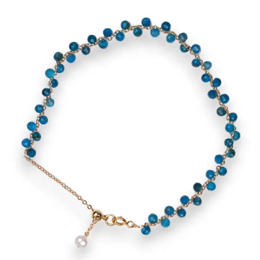 zweireihiges Steinarmband-Steinarmband mit Apatit Stein-Stein Perlenarmbänder-Perlenarmkette für Damen-Perlenarmband Damen-SHELAGO SCHMUCK