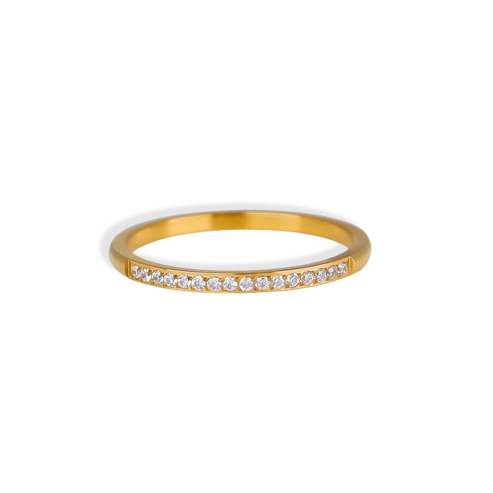 Dünner Zirkonia Pavé Ring Damen, vergoldet - eleganter Glanz mit klaren Kanten, entdecke den dünnen Zirkonia Pavé Ring in Gold - Shelago Schmuck