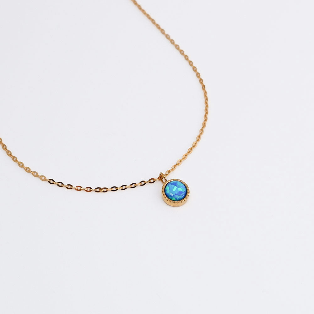 Meerblau Schimmer Halskette mit Anhänger, Edelstahl vergoldet, verstellbar, Meerblauer Schimmer, dezenter Anhänger, SHELAGO SCHMUCK