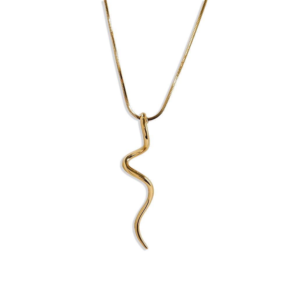 Twist Anhänger Halskette Edelstahl, Silber oder vergoldet-Minimalistische Twist Halskette aus Edelstahl - eleganter Wellen Anhänger in Silber oder vergoldet-Shelago Schmuck