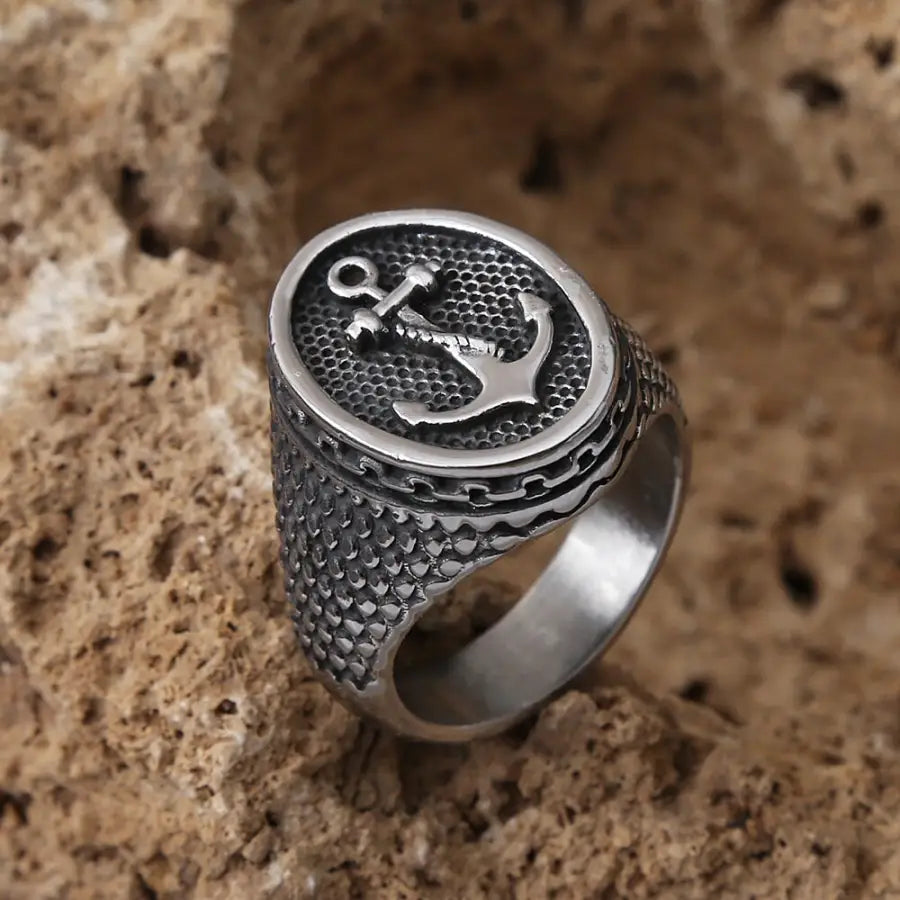 Anker Siegelring-Fingerschmuck als Unisex Ring in Silber