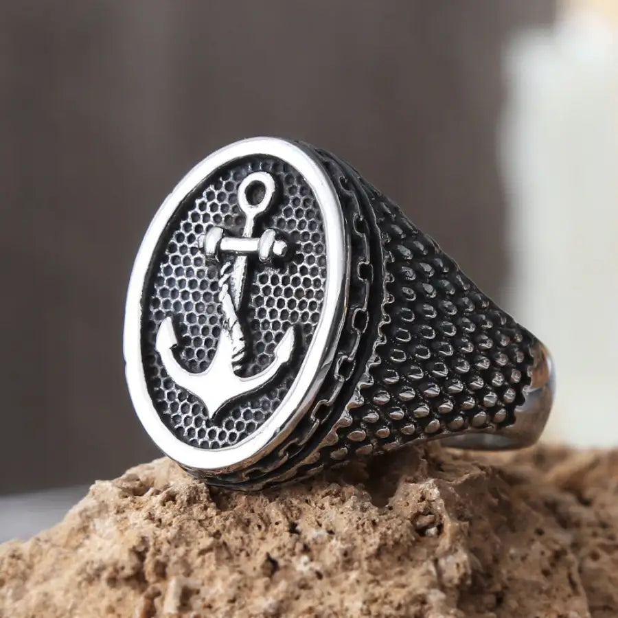 Anker Siegelring-Fingerschmuck als Unisex Ring in Silber