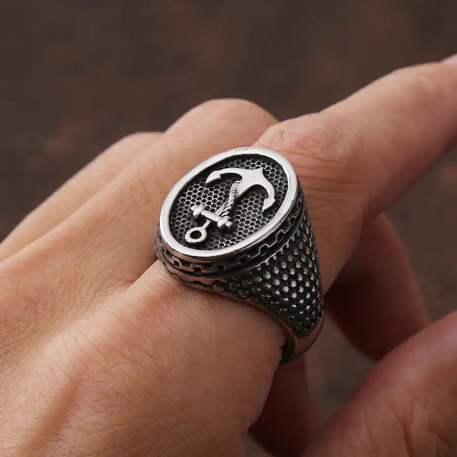 Anker Siegelring-Fingerschmuck als Unisex Ring in Silber