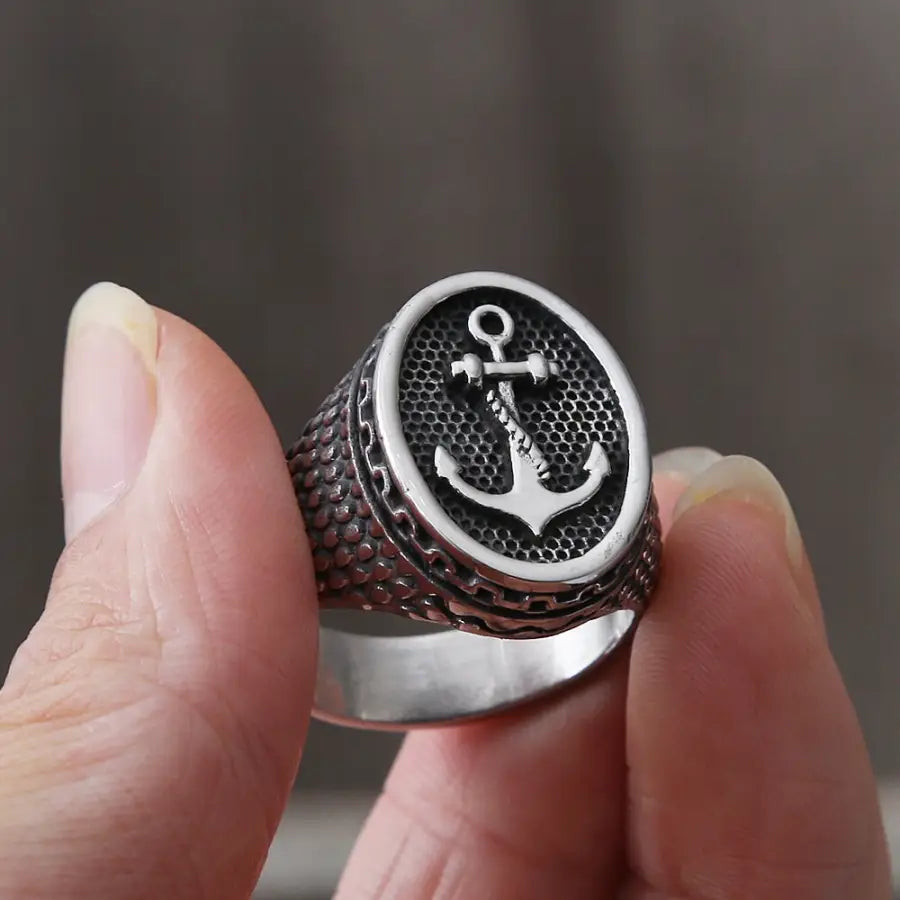 Anker Siegelring-Fingerschmuck als Unisex Ring in Silber