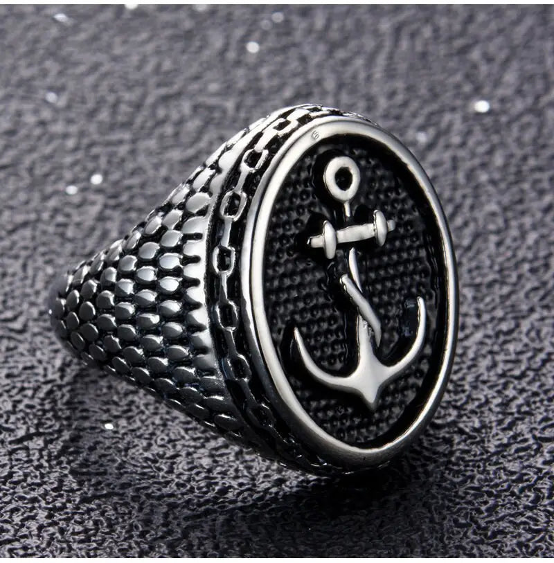 Anker Siegelring-Fingerschmuck als Unisex Ring in Silber