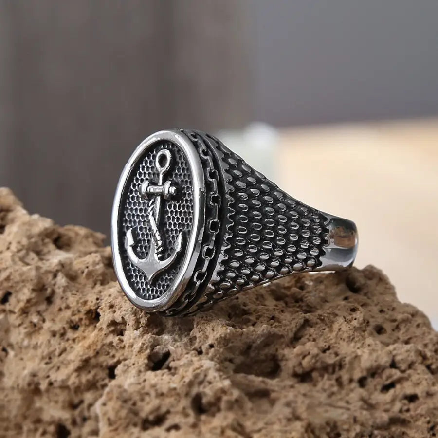 Anker Siegelring-Fingerschmuck als Unisex Ring in Silber