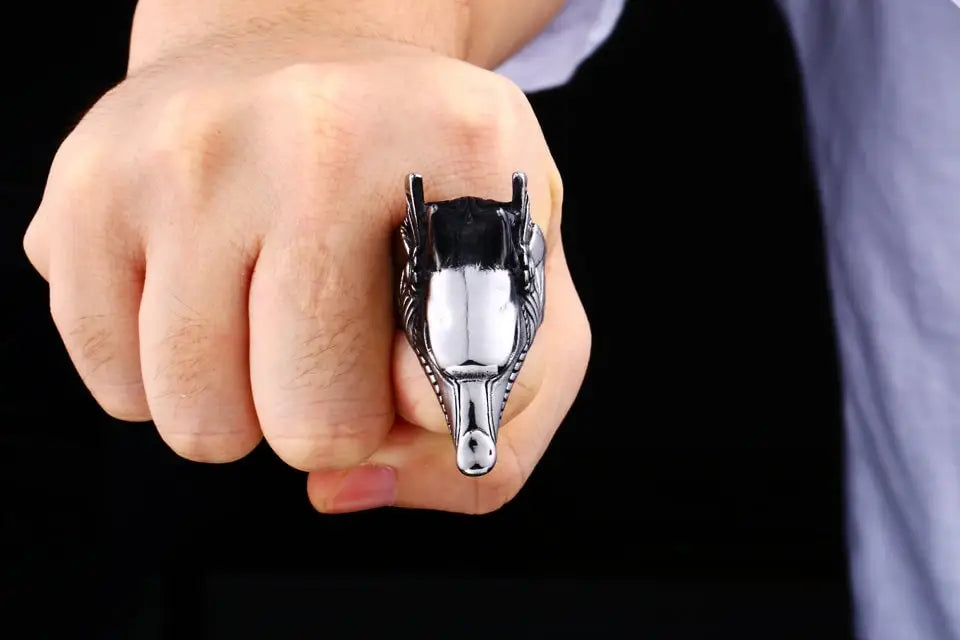 Anubis Gott Ring als Biker Ring in Ägyptischer Mode - Wolf