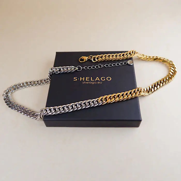 Bicolor Halskette-Felizia-zweifarbige Gliederkette-elegant