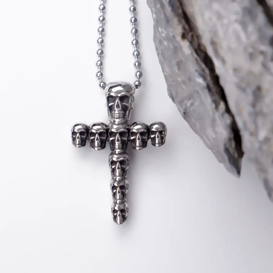 Biker Totenkopf Kreuz Halskette - Halskette