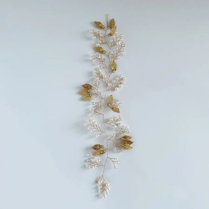 Blätter Haarranke mit Perlen-Haarschmuck Braut-Perlen