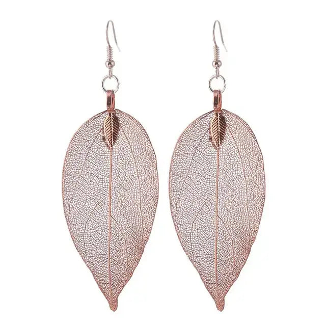 Blatt Hängeohrringe-glänzend Ohrringe-Ohrringe mit Blatt Anhänger-Boho Ohrschmuck-Naturschmuck Blätter-Echt Blatt Ohrring-Geschenk Idee Damen-Damenschmuck Natur-Damen Hängeohrringe