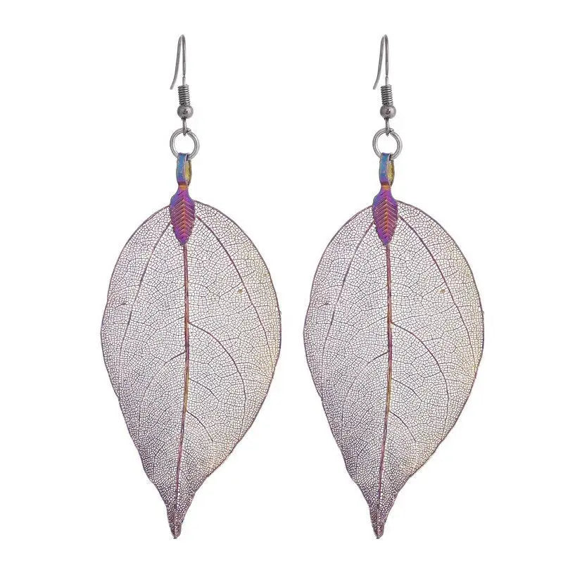 Blatt Hängeohrringe-glänzend Ohrringe-Ohrringe mit Blatt Anhänger-Boho Ohrschmuck-Naturschmuck Blätter-Echt Blatt Ohrring-Geschenk Idee Damen-Damenschmuck Natur-Damen Hängeohrringe