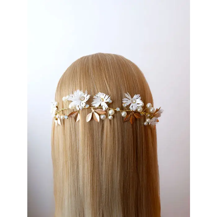 Blumen Brautschmuck Hochzeit Haarschmuck Ranke mit Perlen