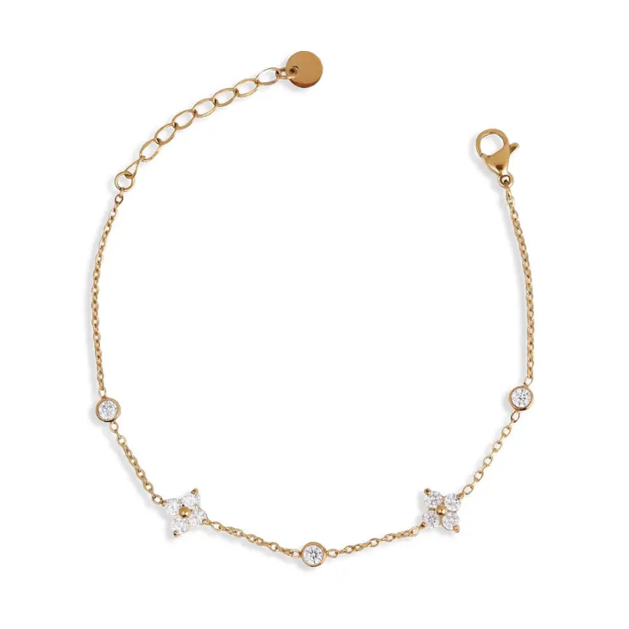 silbernes Armkettchen-Geschenk für Mädchen-feines Armkettchen-Blumen Zirkonia Armkette-feines Armband für Damen und Mädchen-Blumen Armband-SHELAGO SCHMUCK