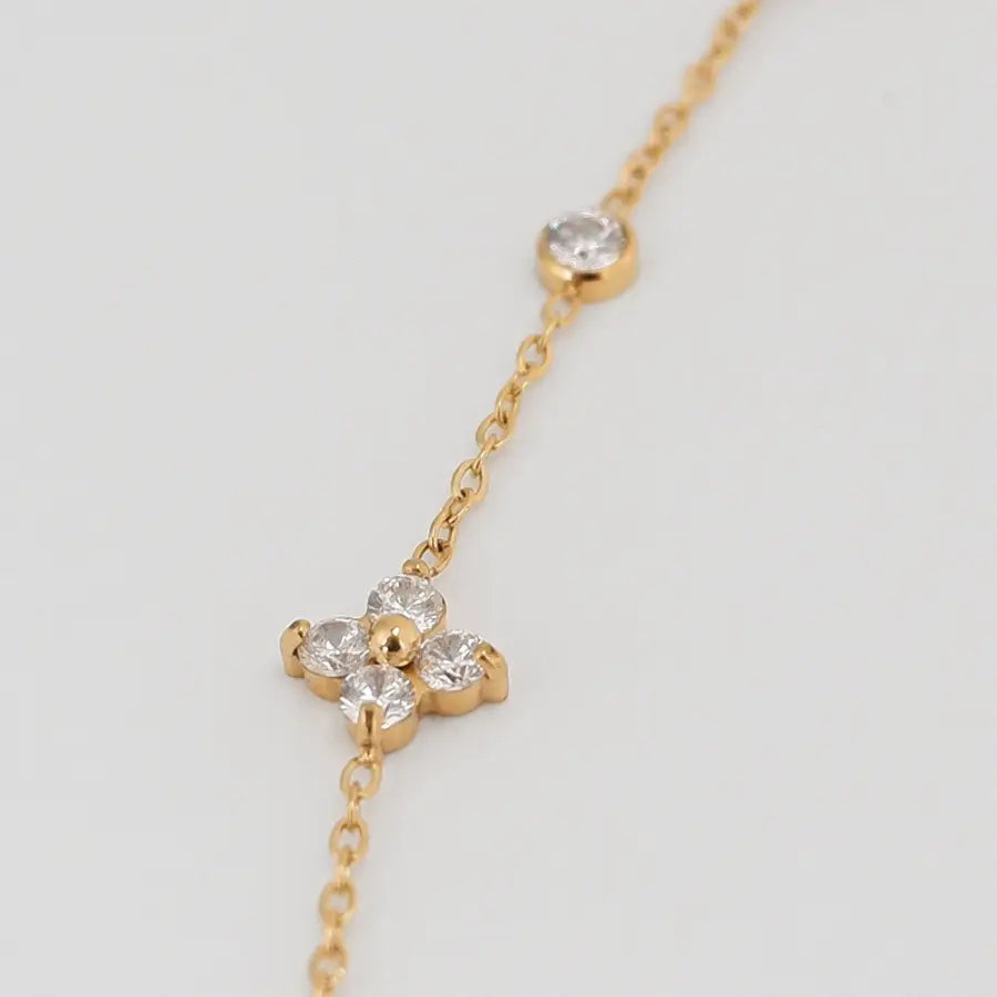 silbernes Armkettchen-Geschenk für Mädchen-feines Armkettchen-Blumen Zirkonia Armkette-feines Armband für Damen und Mädchen-Blumen Armband-SHELAGO SCHMUCK