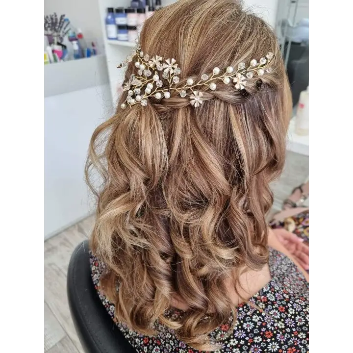 Brautschmuck Blumen Haarranke für Hochzeitsfrisuren - weiße