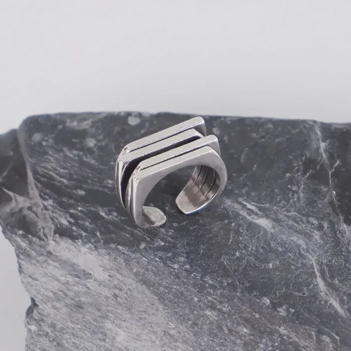 breiter Balken Ring-offene Ringe-Damenring-Schmuck minimalistisch-breite Ringe-Männer Ringe-Geschenk Idee-geometrischer Ring-Statement Ringe