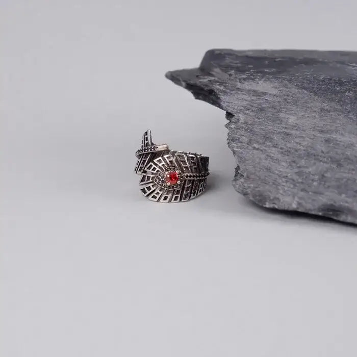 breiter offener Feder Ring-Ring mit Stein-Boho Schmuck-ausgefallene Ringe-Damenschmuck-Ring Silber Farben-Geschenk-Fingerring Vintage Stil-shelago eu schmuck-breiter ri