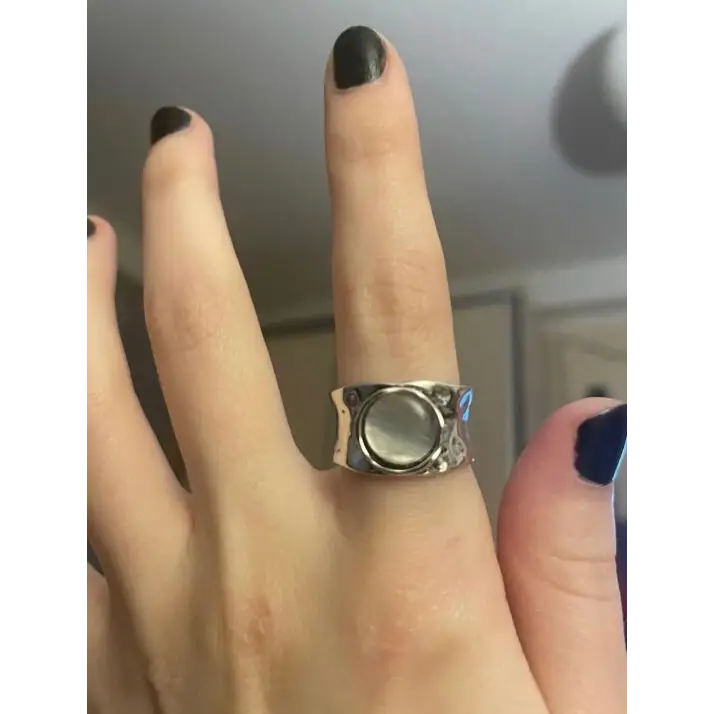 breiter Ring mit Stein-Boho Ringe-Ring weißer Stein-Ring