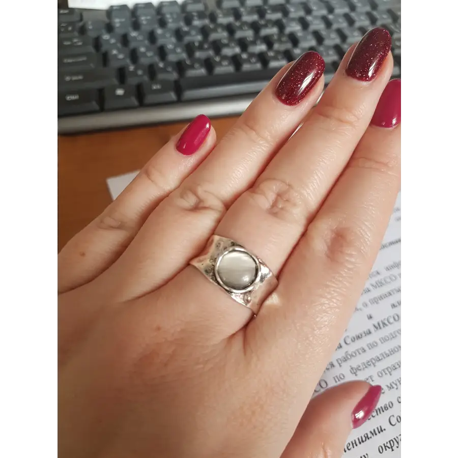 breiter Ring mit Stein-Boho Ringe-Ring weißer Stein-Ring